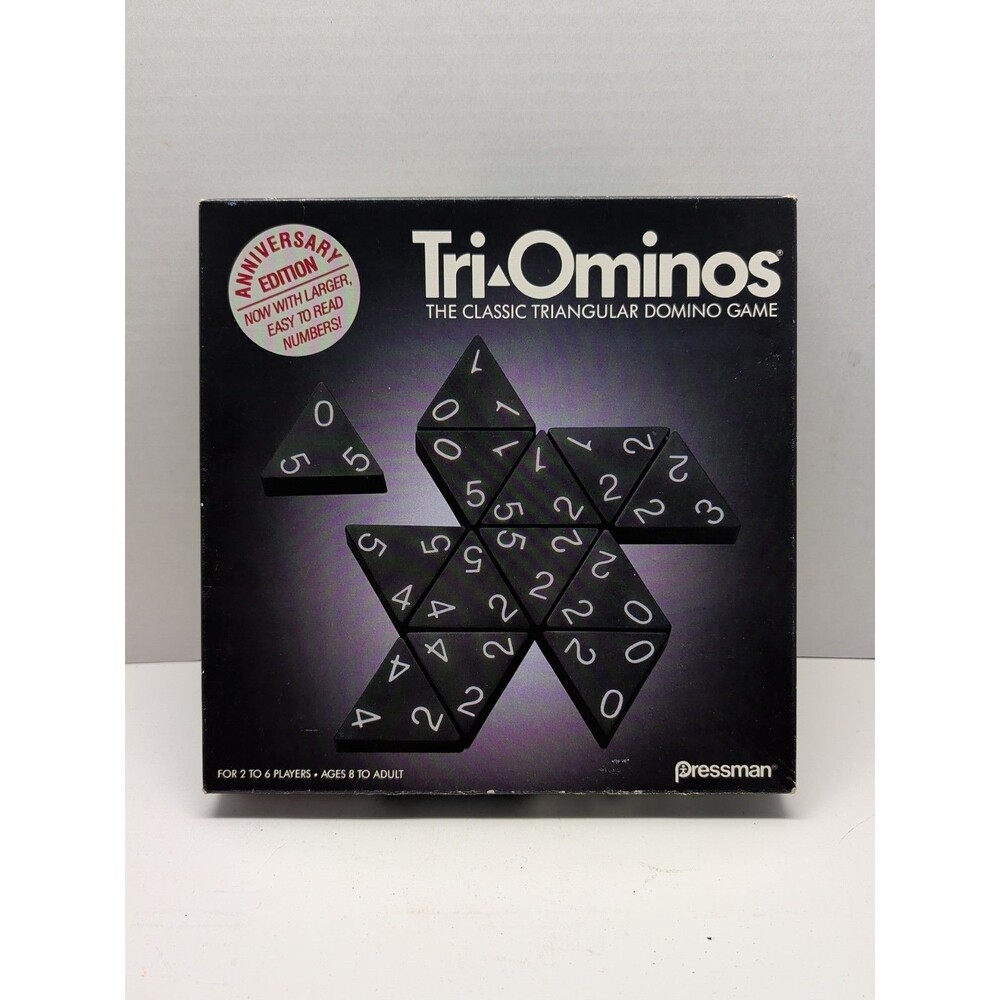 Tri-Ominos Anniversary Edition Triangular Domino Game Pressman 56 Pieces!